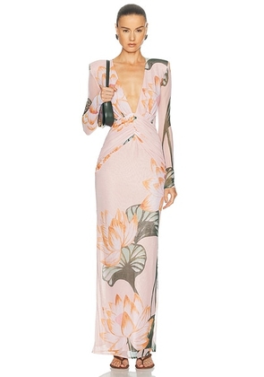 PatBO Lotus Long Sleeve Maxi Dress in Light Pink - Pink. Size 2 (also in 0).