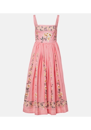 Agua by Agua Bendita Mielero Promesa floral linen midi dress