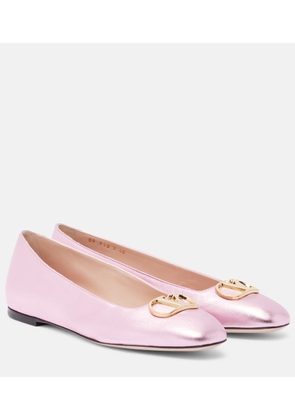 Valentino Garavani VLogo metallic leather ballet flats