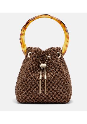 Jimmy Choo Bon Bon Small raffia-effect bucket bag