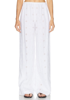LoveShackFancy Cinna Pant in Optic White - White. Size L (also in XS, S, M).