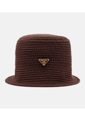 Prada Logo crochet cotton bucket hat