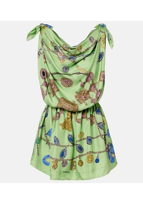 Versace Printed silk twill minidress