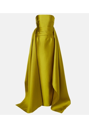 Solace London Draped strapless satin gown