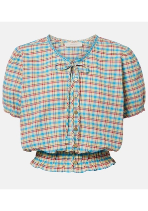 Faithfull Santana checked cotton-blend top
