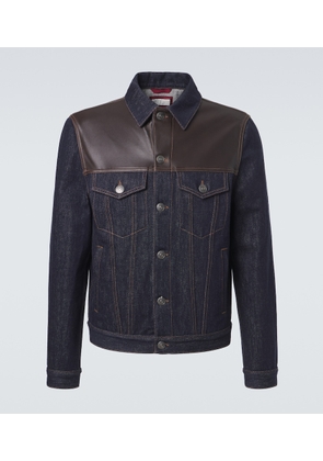 Brunello Cucinelli Leather-paneled denim jacket