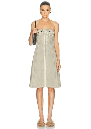 Acne Studios Dulta Lux Overprint Dress in Beige & Sage Green - Sage. Size 36 (also in 34, 38, 40).