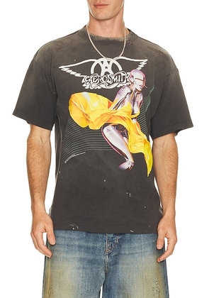 SAINT Mxxxxxx Aerosmith Short Sleeve Tee in Black - Black. Size L (also in M, XL/1X).