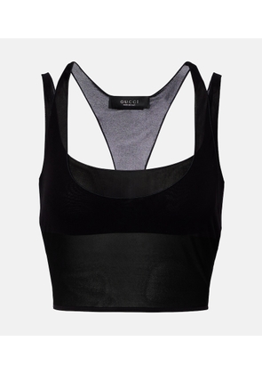 Gucci Layered semi-sheer crepe jersey top