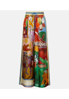 Alemais Mlak printed silk twill wide-leg pants