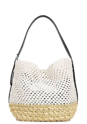 Toteme Medium Belted Paper Tote Bag in Ecru & Vanilla - White,Brown. Size all.