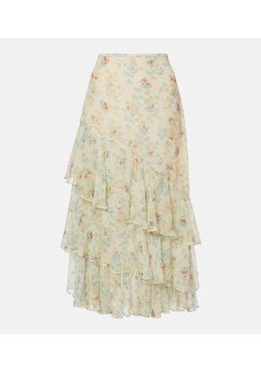 Ulla Johnson Meadow floral silk chiffon midi skirt