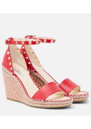 Valentino Garavani Double Rockstud leather espadrille wedges