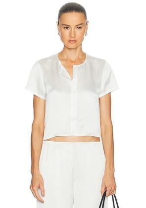 LESET Barb Short Sleeve Cardigan in Optic White - White. Size S (also in XS, M, L).