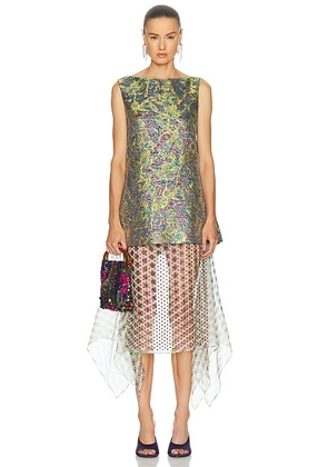 Dries Van Noten Dabel Dress in Lemon - Blue. Size 42 (also in 40).