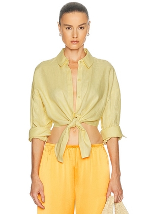 Staud Lisa Linen Top in Butter - Yellow. Size XS (also in S, M, L).