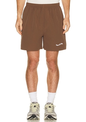 Museum of Peace and Quiet Wordmark Seersucker Shorts in Brown - Brown. Size S (also in XS, M, L).