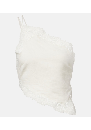 Posse Darya embroidered linen and cotton top