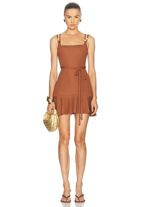 PatBO Cora Knit Mini Dress in Brown - Brown. Size M (also in S, L).
