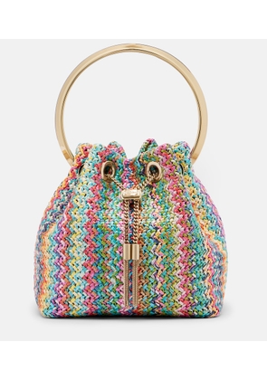 Jimmy Choo Bon Bon Small raffia-effect bucket bag