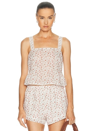 Posse Charlotte Top in Watercolour Floral - White. Size L (also in M).