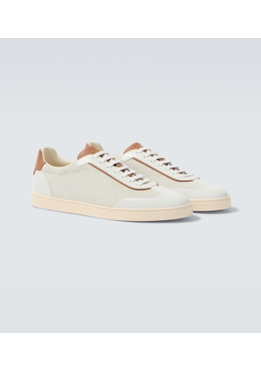 Brunello Cucinelli Leather-trimmed suede sneakers