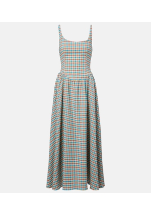 Faithfull Chiara checked cotton-blend midi dress