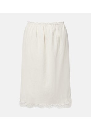 Posse Darya embroidered linen and cotton midi skirt