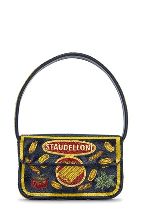 Staud Tommy Beaded Bag in Staudelloni - Navy,Yellow. Size all.