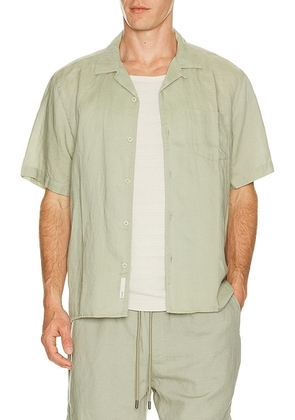 Onia Air Linen Convertible Vacation Shirt in Elm - Green. Size XL/1X (also in S, M, L).