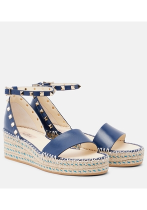 Valentino Garavani Double Rockstud leather espadrille wedges