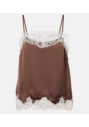 Faithfull Lace-trimmed satin top