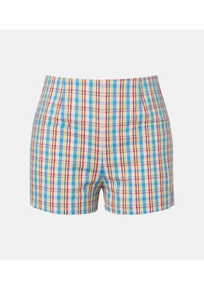 Faithfull Aurora checked cotton and linen shorts