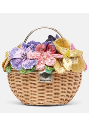 Judith Leiber Couture Dorothy floral-applique wicker top-handle bag
