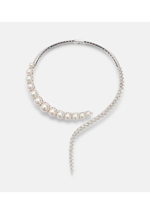 Yeprem Pearlescent 18kt white gold necklace with diamonds and pearls