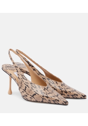Jimmy Choo Isa snake-effect leather slingback pumps