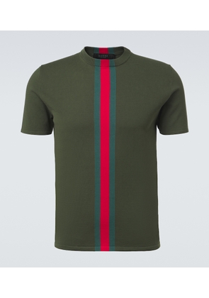 Gucci Web Stripe knitted cotton T-shirt