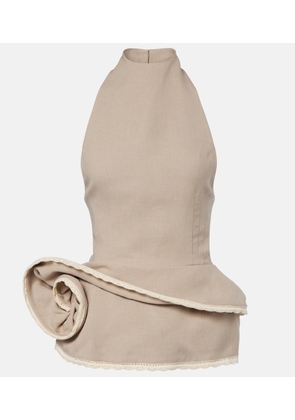 Magda Butrym Peplum floral-applique linen top