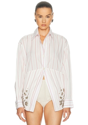 Eliou Sumi Button Down Shirt in Pink Stripe - Pink. Size S (also in M, L).