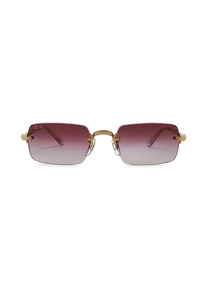 Ray-Ban x A$ap Rocky RB3928 Rectangle Sunglasses in Gold &Clear Gradient Dark Violet - Metallic Gold. Size all.