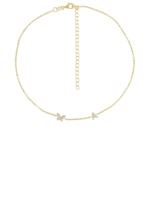 By Adina Eden Pave Butterfly Initial Choker in Metallic Gold. Size A. Also in D, F, G, H, I, N, O, P.