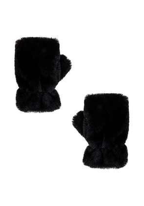 Apparis Ariel Faux Fur Mittens in Black.