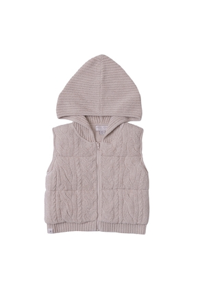 Barefoot Dreams Toddler Cable Puffer Hooded Vest in Grey. Size 4/5T. Also in 2/3T.