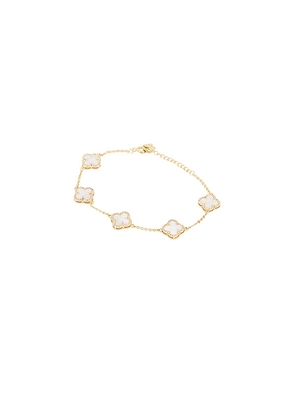 By Adina Eden Mini Multi Pave Outlined Colored Clover Bracelet in Metallic Gold.