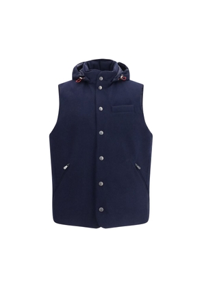 Brunello Cucinelli Blue Wool Oves Aries Sleeveless Jacket - L