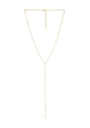 By Adina Eden Bezel Station Lariat Necklace in Metallic Gold.