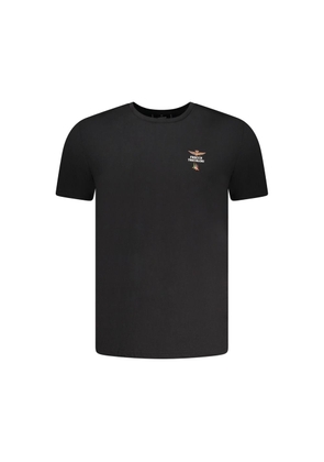 Aeronautica Militare Black Cotton Men's T-Shirt - XL