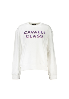 Cavalli Class Bianco Cotton Women Sweatshirt - XS