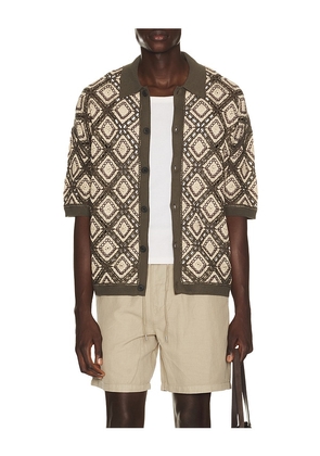 ALLSAINTS Morena Knitted Shirt in Green. Size L. Also in S, M, XL/1X.