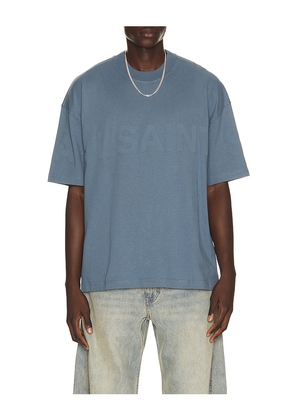 ALLSAINTS Biggy Crew Neck Tee in Blue. Size L. Also in S, M, XL/1X.